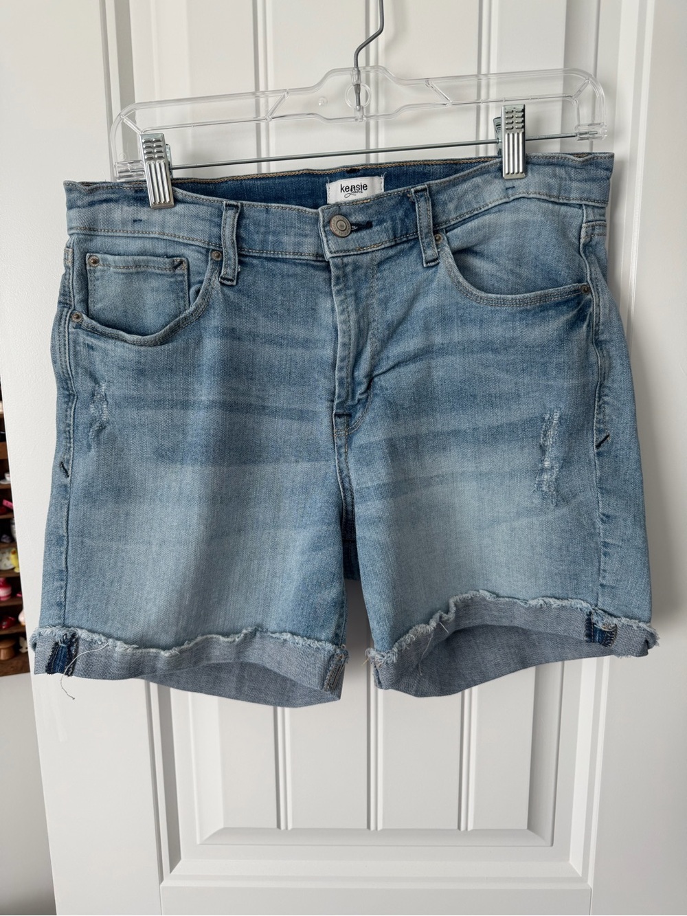 Kensie Light Blue Denim Shorts - Frayed Hem